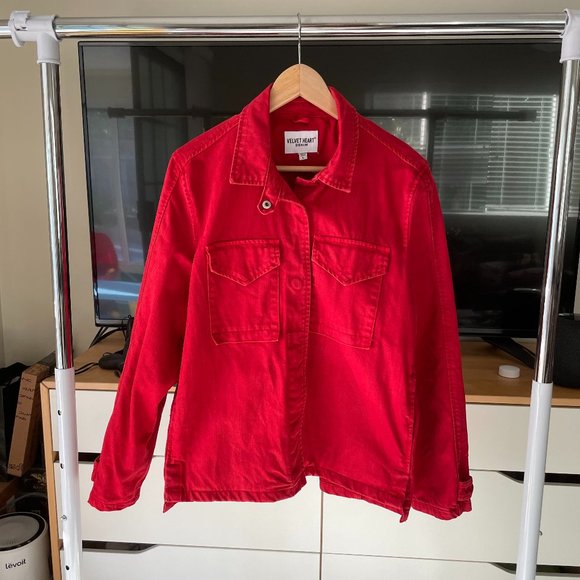 Velvet Heart Red Denim Jacket - Picture 1 of 6